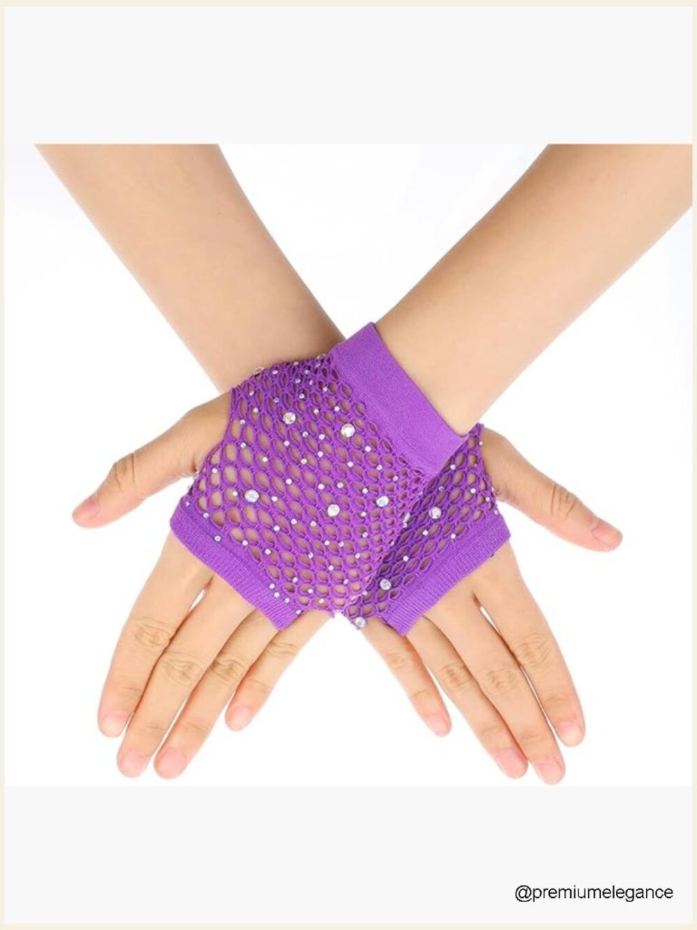 Rhinestone Fishnet Gloves Short Mesh Fingerless Costume 80s Party